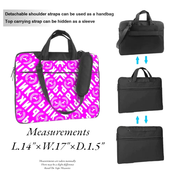 New Arrival!! PINK... Spacious Black and Pink Sleeve Laptop Briefcase Pouch - Picture 3 of 8